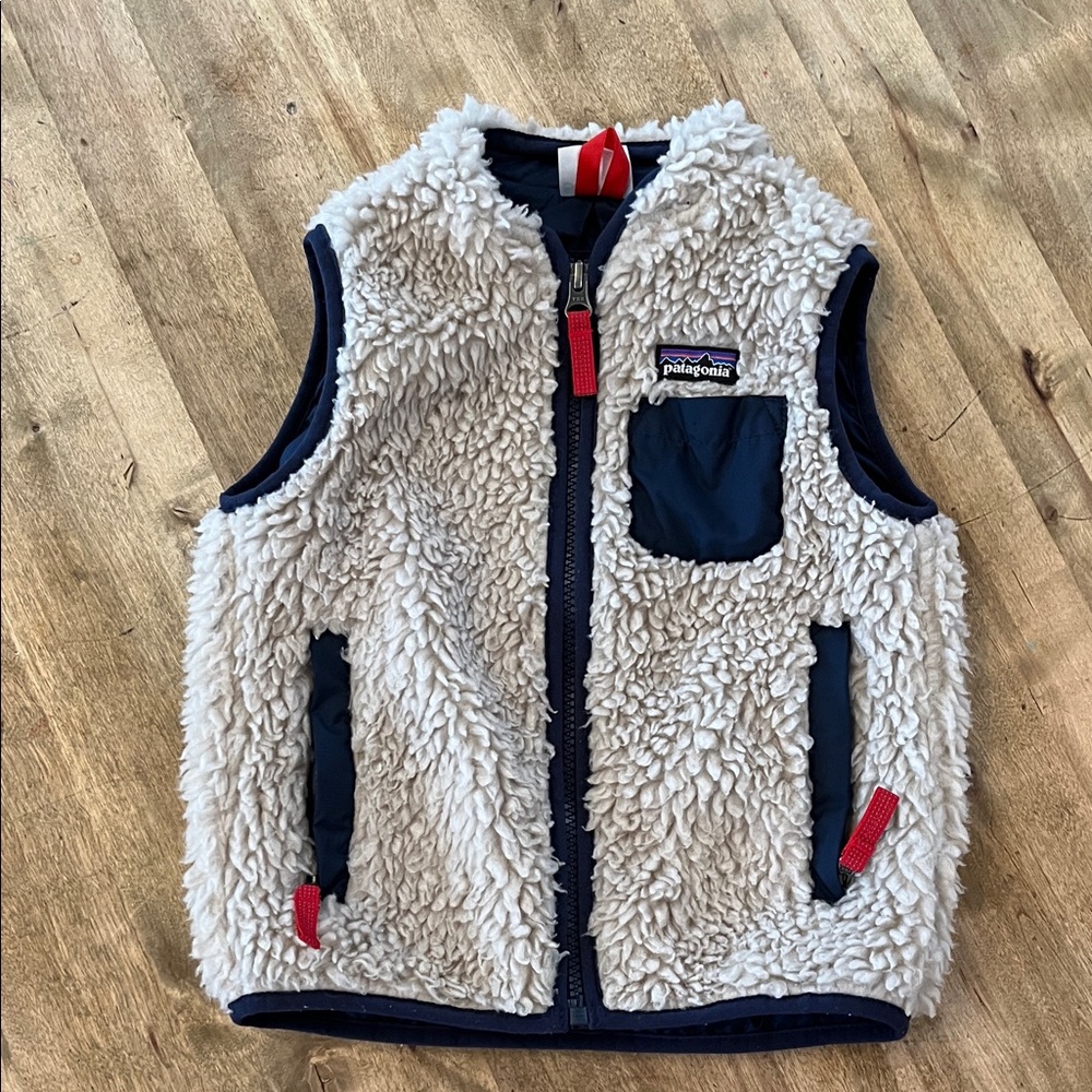 Patagonia Kids Fleece Vest - Cream and Navy